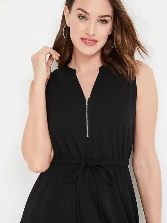 Maurices Dresses & Skirts - Maurices Sleeveless Black Zip-Front Drawstring Dress with Pockets